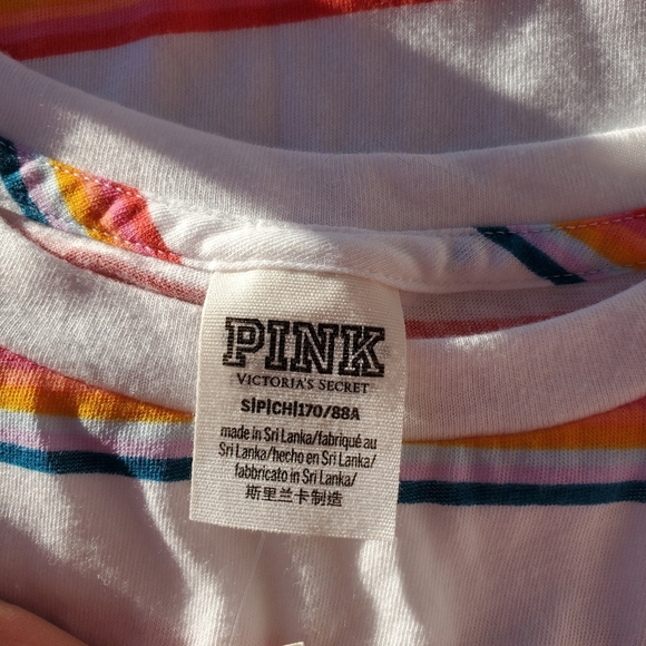 NWT PINK Victoria's Secret Crewneck T-Shirt Short Sleeve Perfect Fit Rainbow - Picture 7 of 16